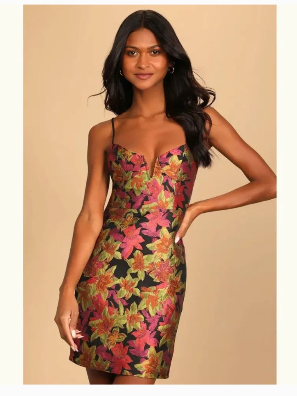 NWT Lulus Ready for Festivities Floral Jacquard Mini Dress Size Small